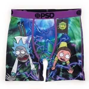 PSD Rick and Morty Boxer Briefs Mens Large Underwear Time Travel Tie Dye Purple